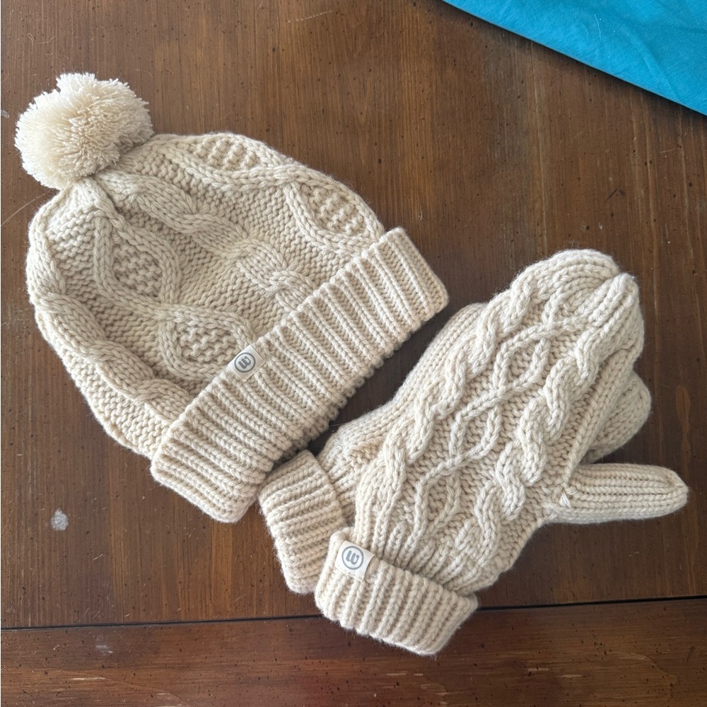 Warm Knit Hat and Mittens Set